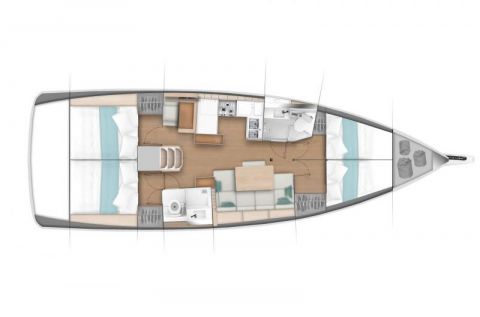 Layout of the sun odyssey 440, 4 cabins